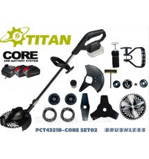 Аккумуляторная коса Titan PCT4321B-CORE SET02 (2 АКБ   ЗУ)